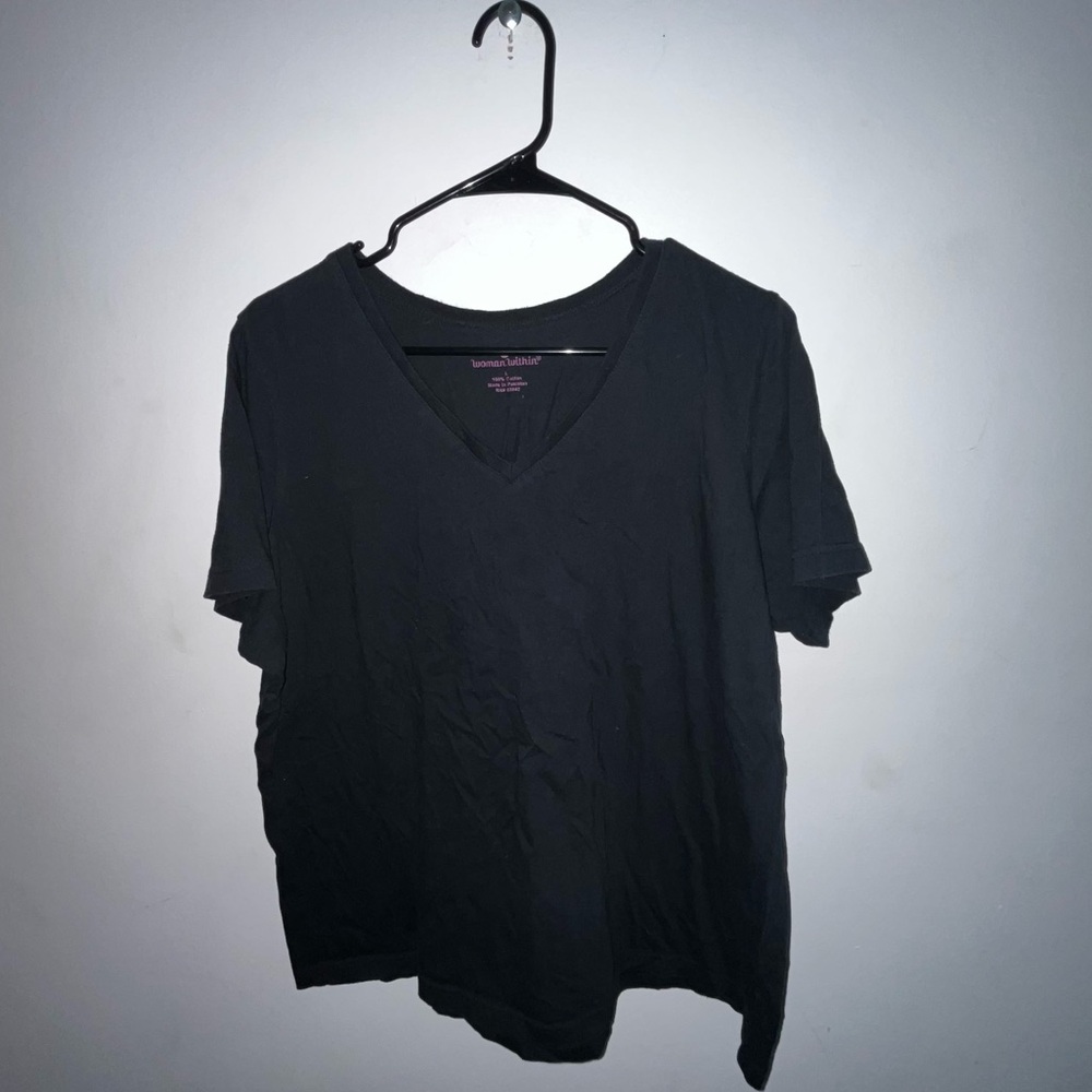 Oversized Black V-Neck T-Shirt
